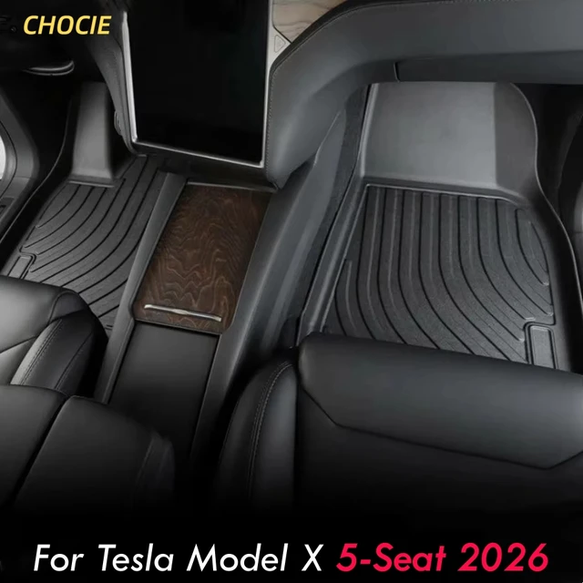 All Weather Protection Floor Mats for Tesla Model X 2026 5-Seat TPE Floor Liners Rear Trunk Mat Cargo Liner for Model X 5-Seater 1