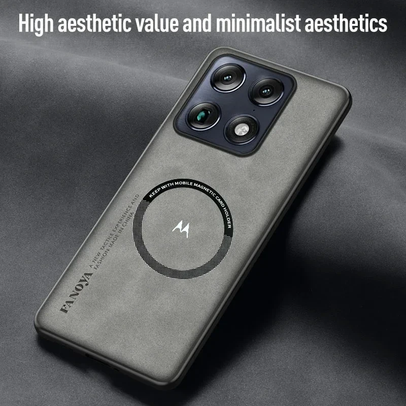 Premium Sheepskin Leather Case with Car Magnetic Mount and Anti-Drop Protection