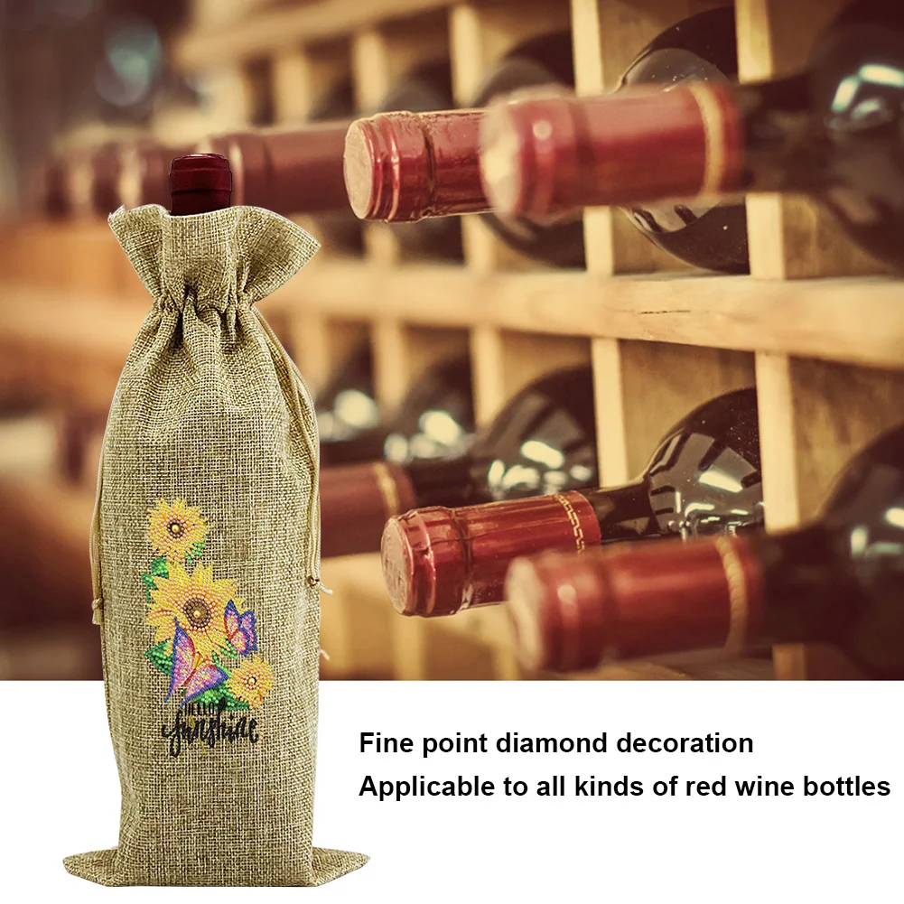DIY Flowers Diamond Painting Red Wine Bottle Cover Special-shaped Drill Rhinestone Mosaic Art Drawstring Bags Table Decorations | Дом и сад