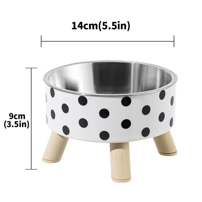 Pet Cat and Dog Bowl Pet cat and dog bowl polka-dot plaid stainless steel anti-slip easy to clean