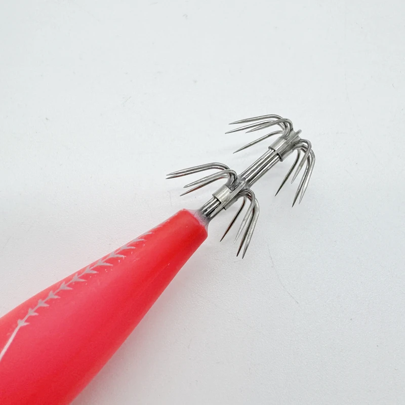 80mm 5 stücke pro box Tintenfisch Egi Jig Leuchtende Holz Garnelen Tintenfisch Holz Garnelen Tintenfisch Haken Meer Angeln lockt Köder – Detail 8