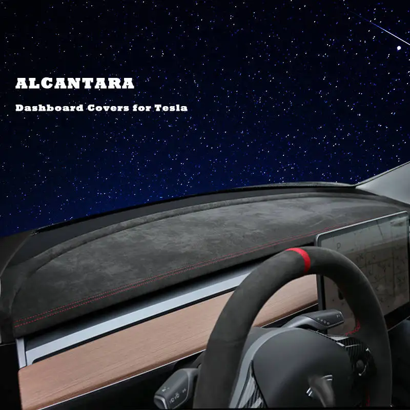 

Real Alcantara Custom Car Dashboard Cover for Tesla Model 3 Y 2016-2021 Auto Modification Mat Shade Cushion Pad Carpets Styling