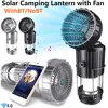 Solar Electric Fan Portable Camping Lanterns 1500mAh LED Solar Power