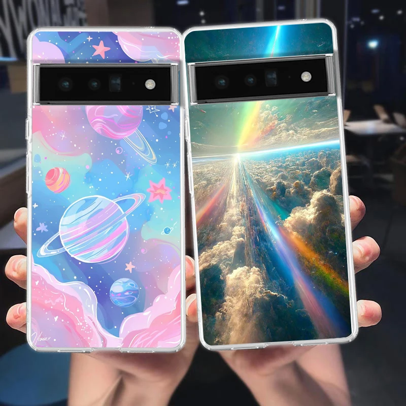 Earth Stars Space Design Soft Silicone Clear TPU Phone Case