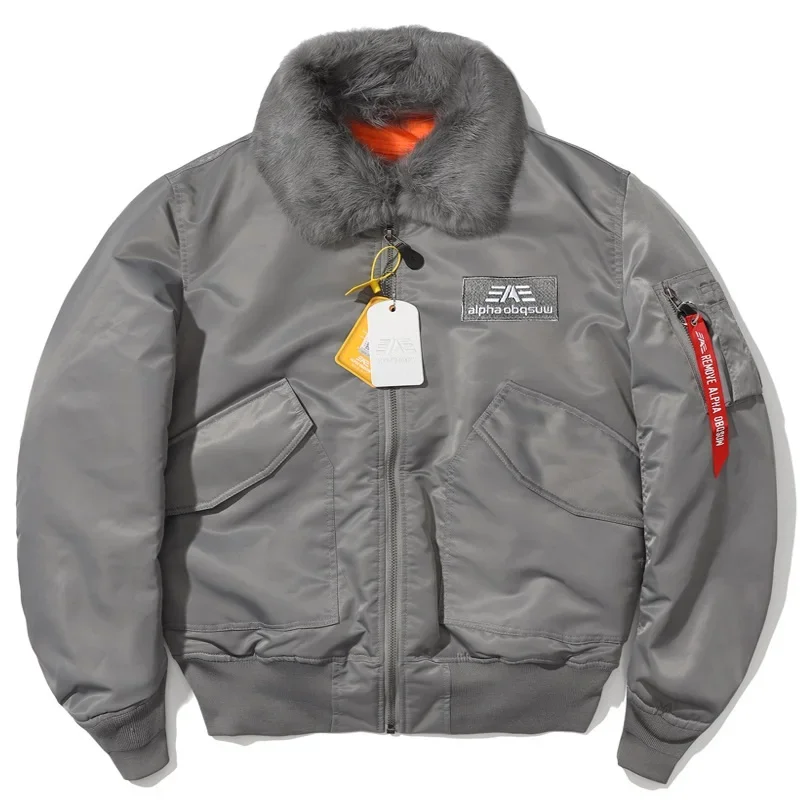 Alpha Martin Winter 45P men jacket men coat Flight Bomber Jacket Men's Casual Fur Collar Loose Baseball Outdoor Hunting