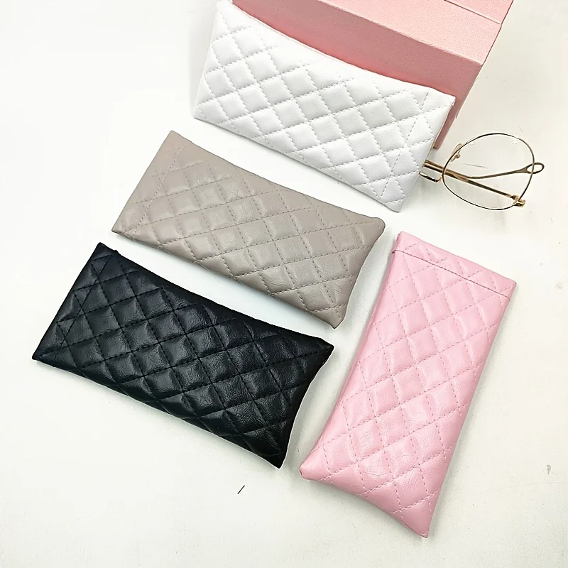 Custodia Portatile per Occhiali con Chiusura Automatica a Pressione, Astuccio in Pelle PU per Occhiali, Sacchetto per Occhiali con Molla a Pressione - immagine 3