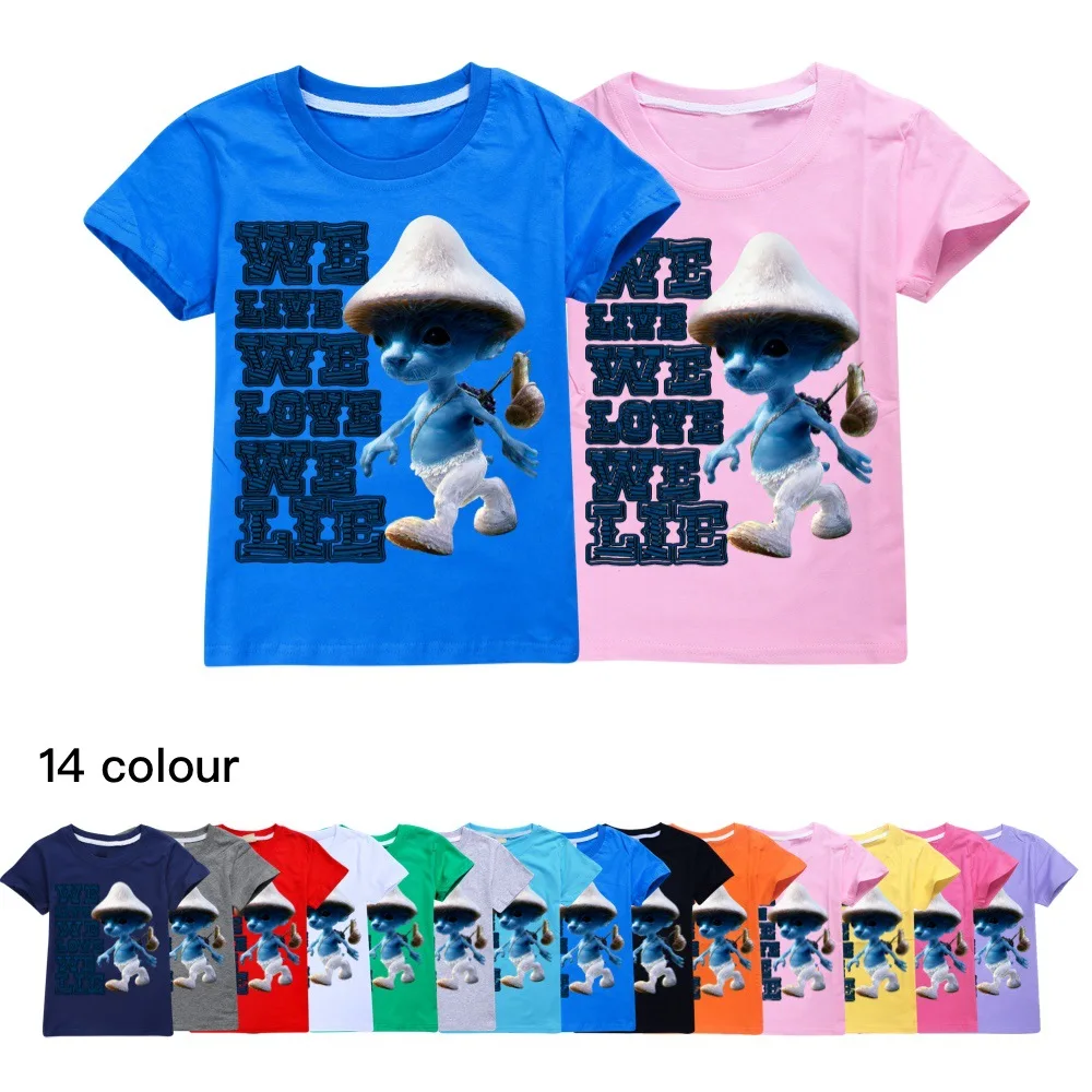

Funny Anime Smurf Cat T Shirt For Kids Cute Cartoon Anime Blue Cat Shailushai Tees We Live We Love We Lie Mushroom Cat Clothes