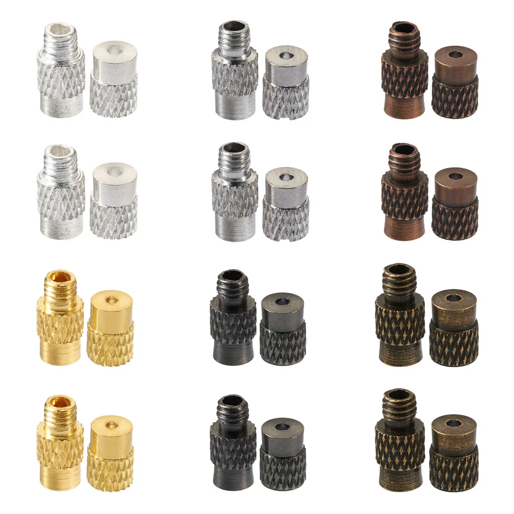 120Sets Connector Brass Screw Clasps Copper Barrel Cord End Caps For DIY Bracelet Necklace Jewelry Making Components 11~12x4mm