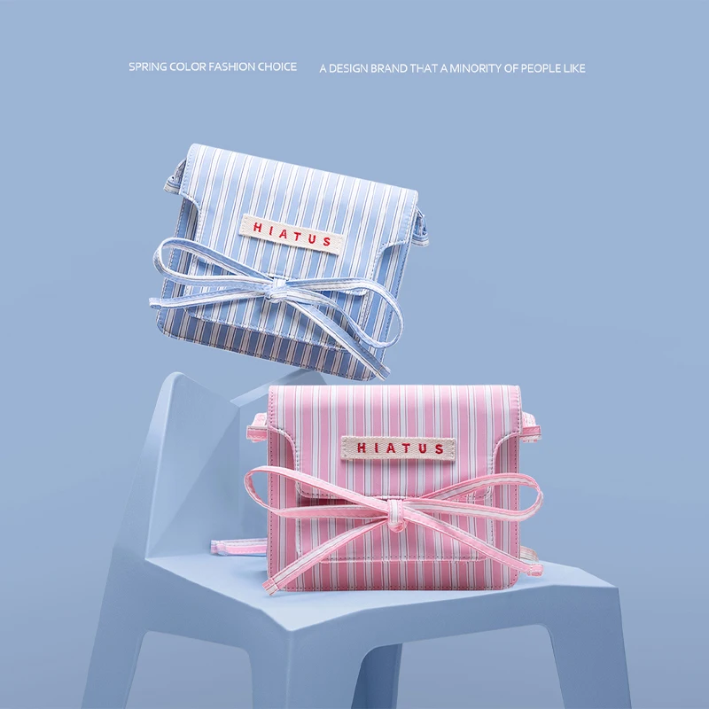 

Casual Korean Style Girl Princess Crossbody Bag Student Cute Striped canvas organ Japanese Simple Messenger Bag New hot sale
