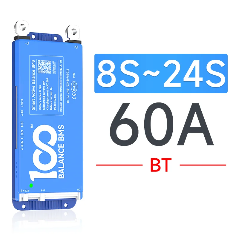 

100BALANCE Active Balance BMS 60a BT jik 8S 24s 17S 24V 48V 72v 60v smart bms 60A Lifepo4 Li-Ion paralleli Lto Battery