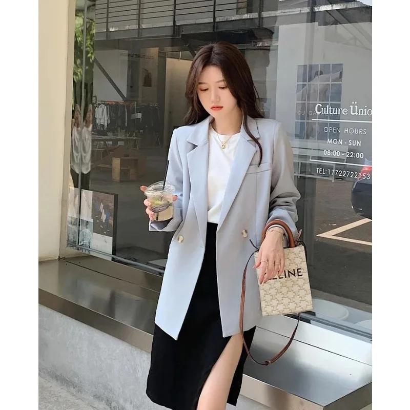 

UNXX Spring Autumn Vintage Casual Short Sleeve Long Sleeve Suit Coat Commuter Solid Single Breasted Loose Fitting Coats Women's