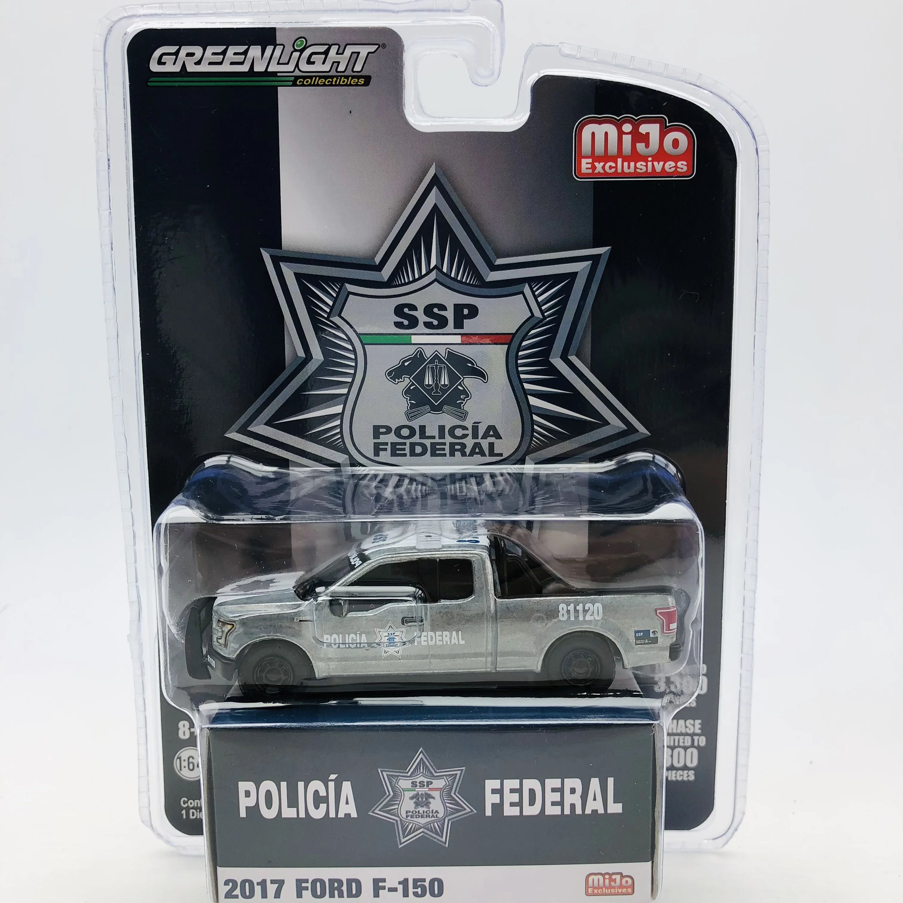 

1/64 GreenLight 2017 Ford F-150 Mexican Police Pickup Mijo Limited Collection of die-cast alloy car models