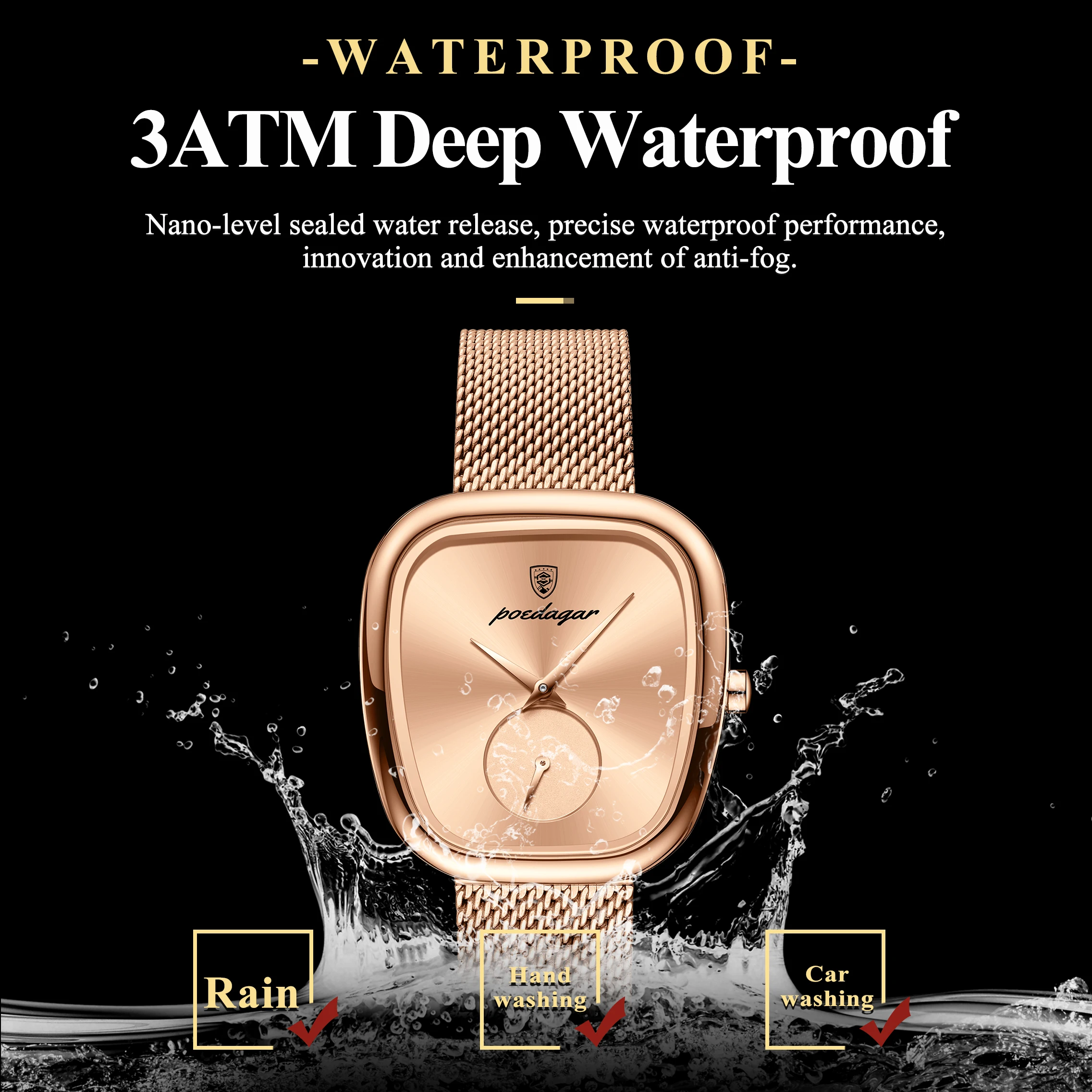 POEDAGAR Luxury Fashion Elegant Ladies Watch Waterproof Watch for Woman Mesh Stainless Steel Quartz Women's Watches Female Reloj 3