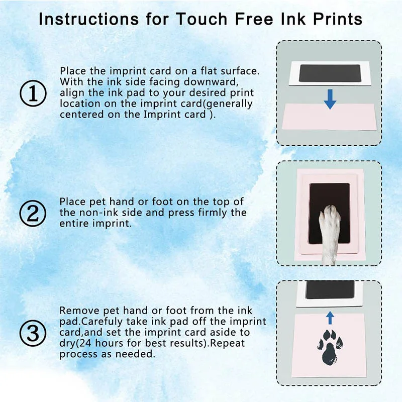 No-Touch Pet Paw Print Ink Pad and Imprint Cards Inkless Non-Toxic Footprint Picture Stamp Keepsake Dog and Cat Accessories