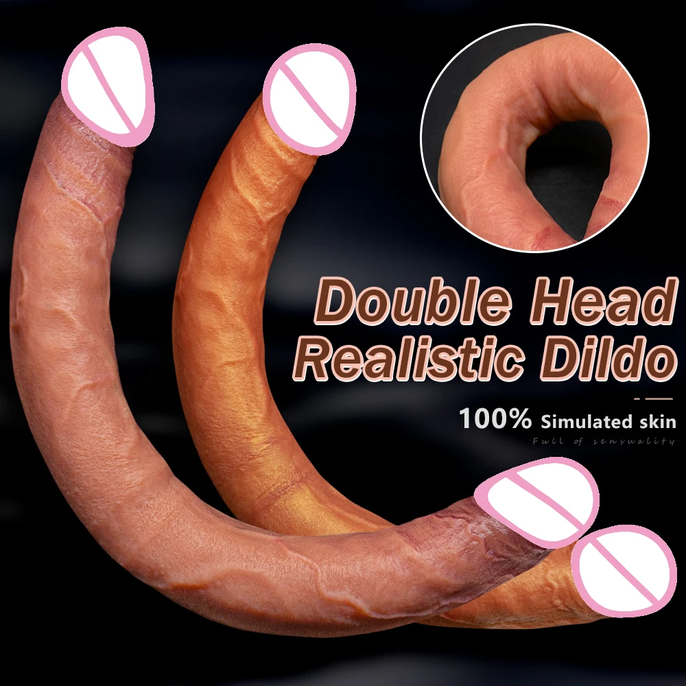 Double Head Dildo Double Ended Flexible Penis Sex Toys for Women Lesbian 40cm