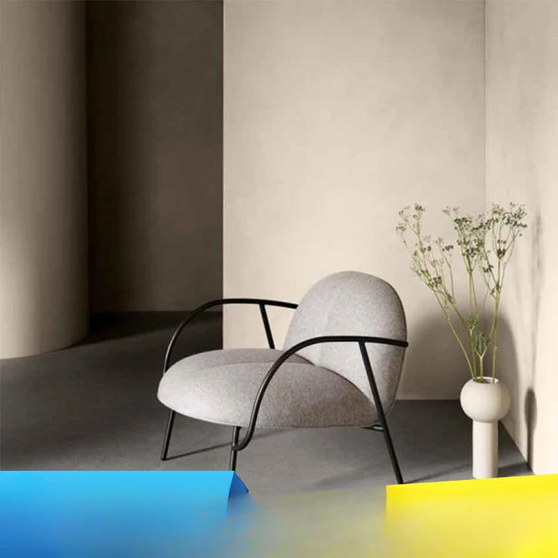 

Modern Nordic Fabric Sofa Hotel Living Room Small Unit Modern Simple Balcony Lazy Metal Single Sofa Chair