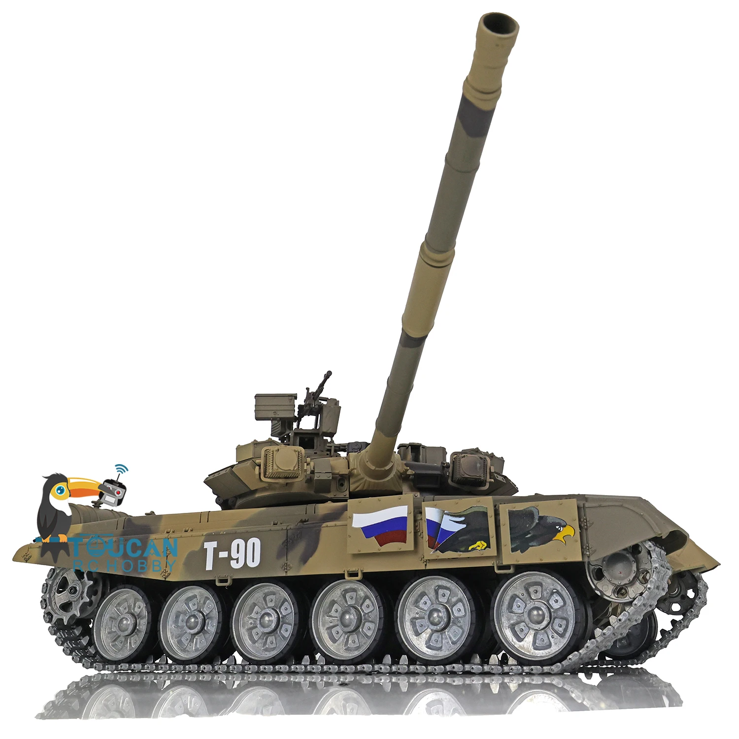 1/16 스케일 HENG LONG RC 탱크 7.0 맞춤형 FPV 러시아 T90 3938 360 ° 터렛 메탈 트랙 BB 사격 연막 장치 팬저 장난감