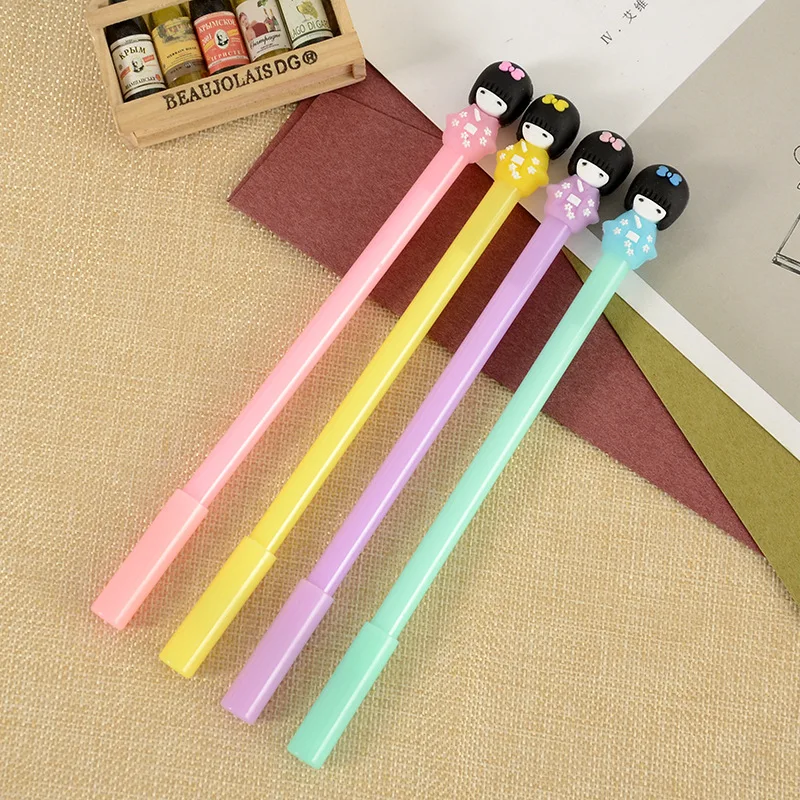 

Wholesale Small Fresh Creative Stationery Cute Jelly-colored Kimono Girl Gel Pen Black Signature Pen School Supplies
