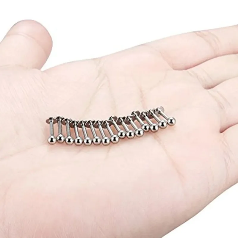 Piercing Jewelry 15Pcs 16G Stainless Steel Lip Rings Labret Nose Studs Monroe Nose Studs Cartilage Tragus Helix Earring 6/8/10/12mm