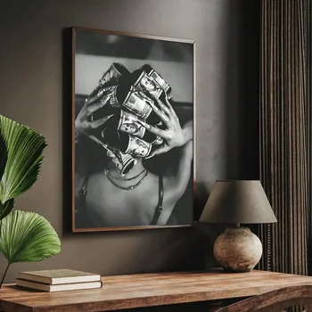 Stampa su Tela di Arte Murale alla Moda, Poster in Bianco e Nero, Dipinto Semplice e Trendy, Adatto per Dormitorio, Decorazione Moderna per la Casa