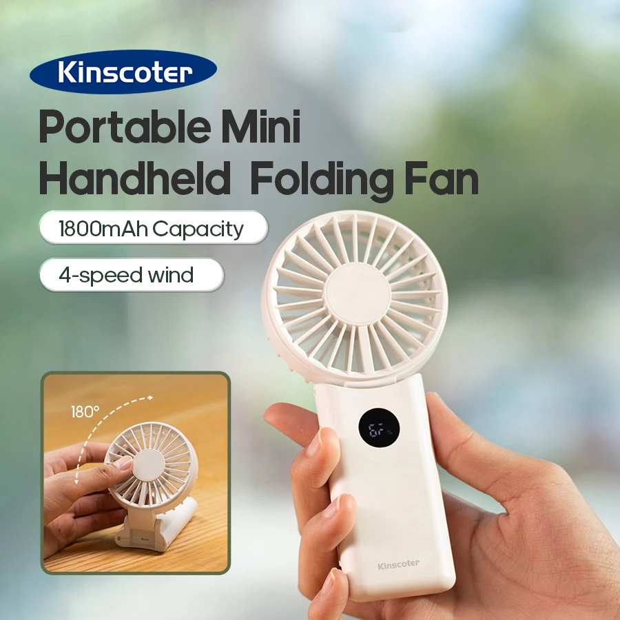 Compact Rechargeable Folding Fan with LED Display & Adjustable Speeds