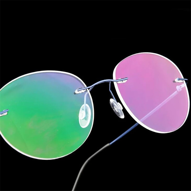 Titanium Alloy Framless Round Myopia Glasses Finished Women Men Ultra-light Rimless Prescription Eyeglasses 0 -0.5 -0.75 To -6.0 4