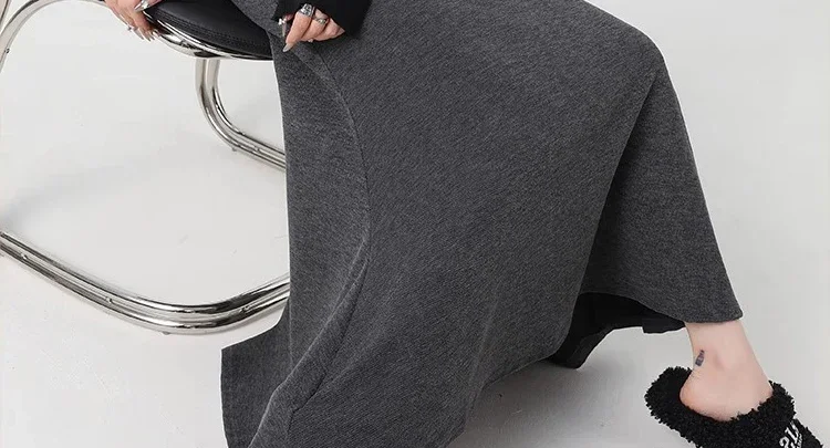 25SS Frühling Sommer gestrickter Umstands-Midirock mit weichem, drapiertem Midirock, nicht unterstützend, vielseitiger A-Linien-Fischschwanz-Langrock für schwangere Frauen – Detail 34