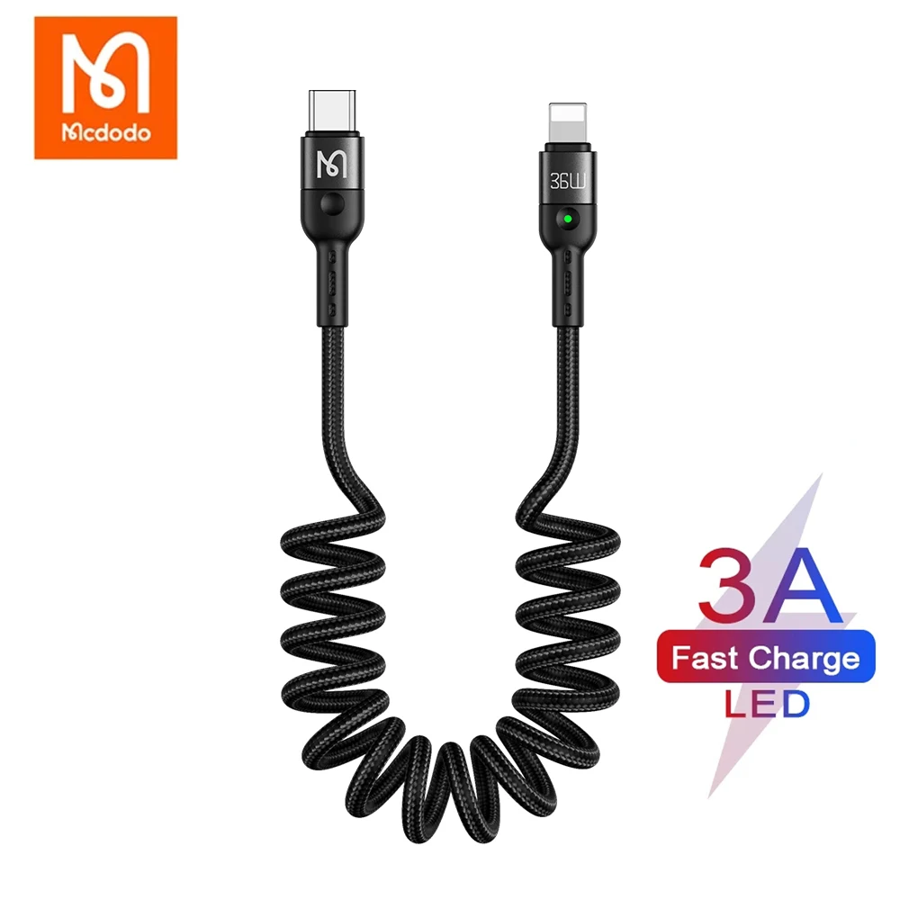 

Mcdodo 36W Type C to lightning PD Fast Charging Data Cable For iPhone 14 13 12 11 Max Pro Xr Xs X 8 7 iPad Car Spring Data Line