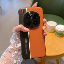 Fashionable Luminous Camera Protective Back Cover Case - PC+PU Leather Phone Shell for Huawei Honor Magic 7 Pro (Orange)