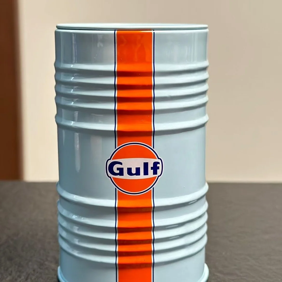 Gulf Racing Car Die-Cast Metal Box Ornament - Collectible Home & Garden Decor Gift