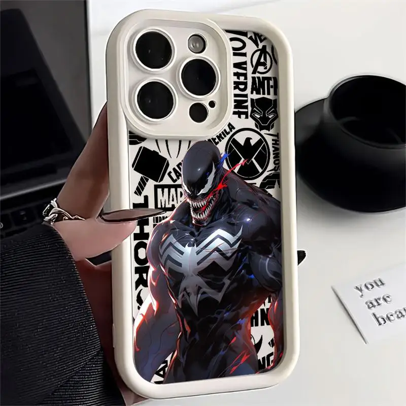 thumbnail image 1 of Marvel funda de teléfono de silicona líquida para Apple, carcasa trasera de parachoques, Iron Man, Spiderman Art, 11, 12, 13, 14, 15 Pro Max, 16 Plus, 1 of 5
