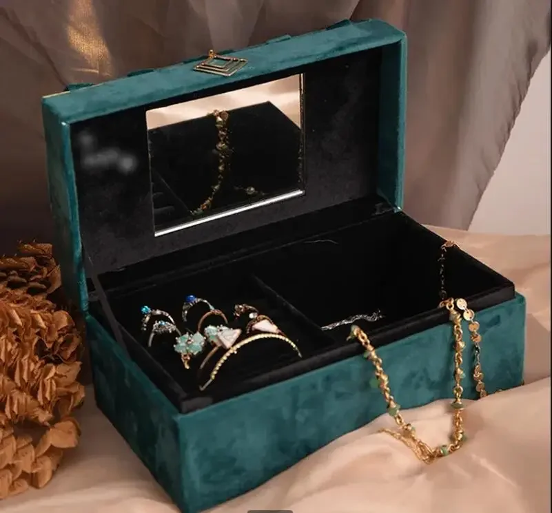 

Plush Jewelry Box Jewelry Storage Box Ring Necklace Earring Display Stand Display Tray Decorative Storage Rack Desktop Organizer