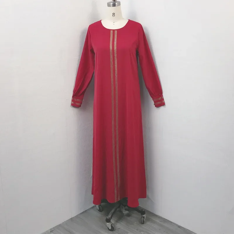2023 Plus Size Diamond Shiny Boubou Long Sleeve Dress Black Bangladesh Women Lace Maxi Abaya Dubai Turkey Muslim Hijab Dress