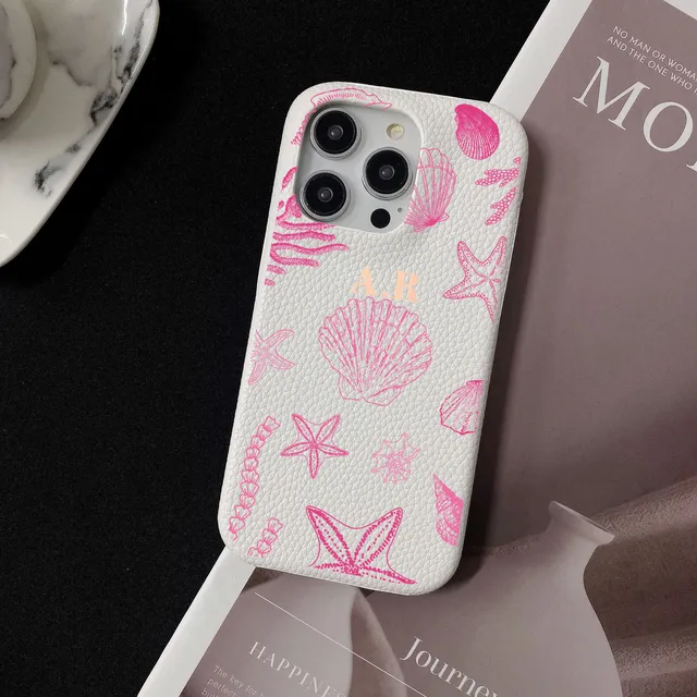 Personalized Seashell Leather Phone Case 13