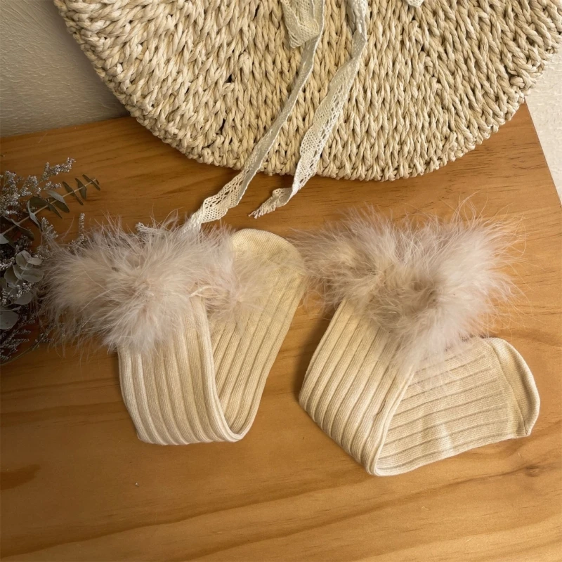 1 Pair Children's Feathered Socks Lace Trimmed Knee High Piled Up Socks for Daily Wear Parties and Dance Performances children knee high socks children items