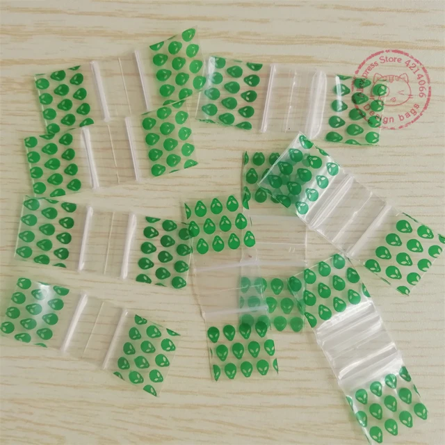 3434 Tiny Alien Print Small Zip Lock Plastic Bags 100pcs Mini Ziplock  Baggies 0.75x0.75inch
