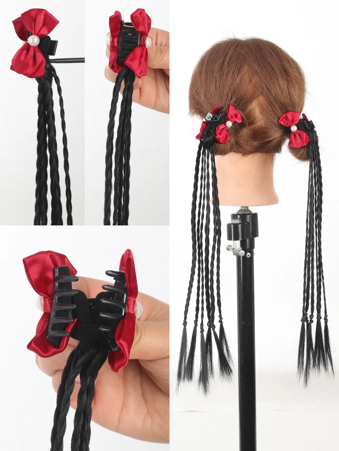 Synthetic Hair Bow Clip for Kids and Baby Girls