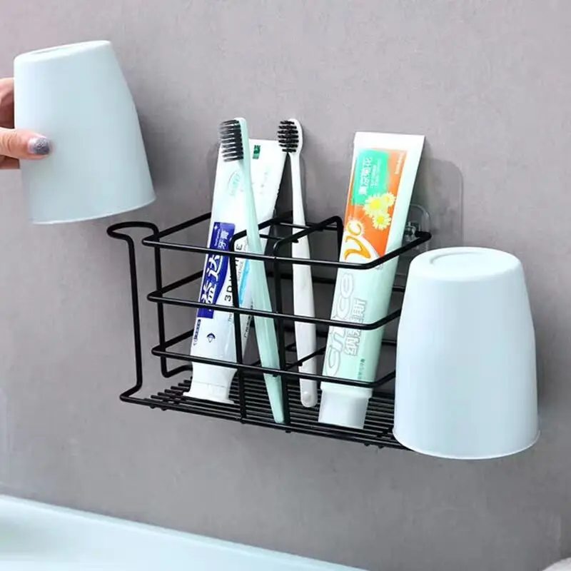 

Tieyi toothbrush rack mouthwash cup rack bathroom wall hanging creative toothpaste tooth cup rack bathroom storage rack