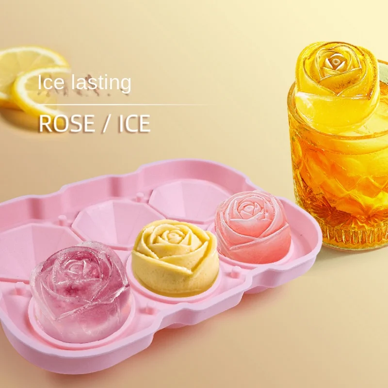Factory customized Rose Models Sphere Ice Molds Ice Ball Mold Ice Cube Tray Ice box Summer home Round Silicones Ice trays