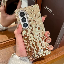 Luxury Electroplated Water Ripple Protective Case - Slim Hard Shell Cover - Samsung Z Fold 6 (Gold)