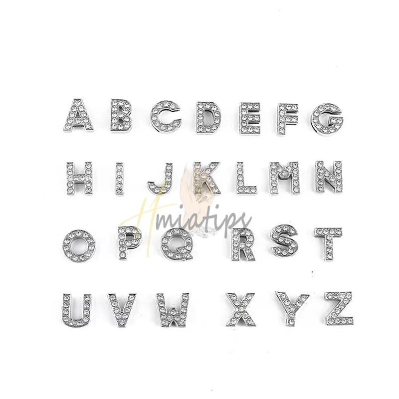 3D Letter Nail Charms Luxury Alloy Alphabet Rhinestones Nail Art Acrylic Tips Decoration Accessories 5