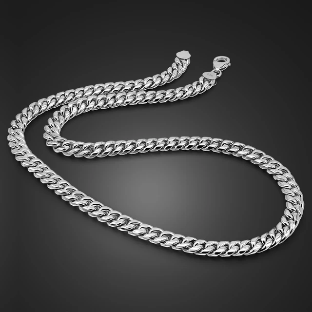 Sterling Silver Mens Cuban Link Chain Necklace