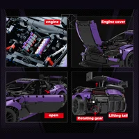 IN STOCK MOC Technical 1:8 Purple Sports Car Building Blocks Assembling Bricks Model Toys for Children Birthday Gift Set 5
