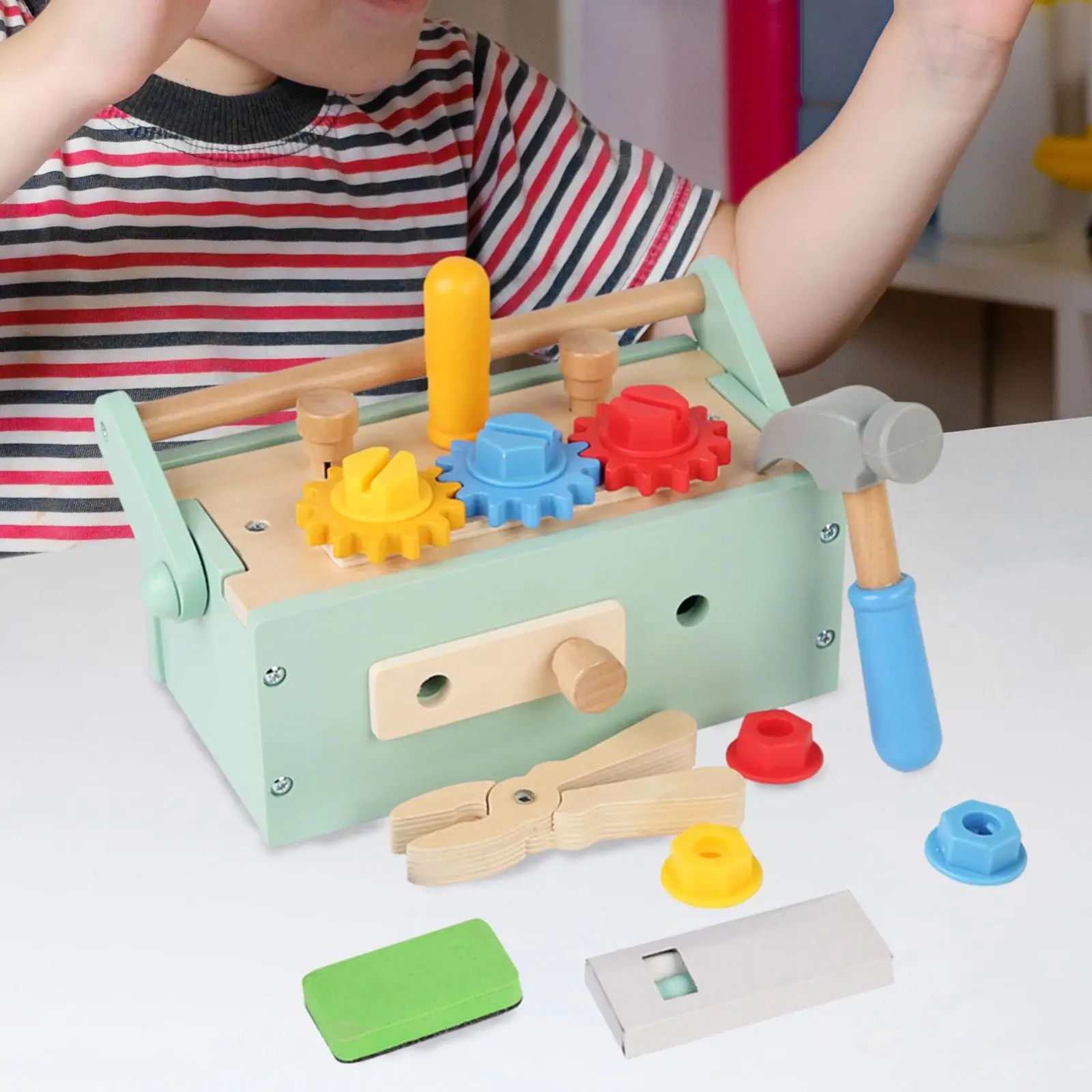 

Wooden Tool Toy Educational Tool Set Toddler Wooden Tool Toys with Tool Box