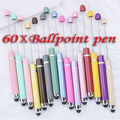 60pcs-multi-color-touch-screen-beaded-pen-diy-cute-puzzle-beadable-ball-pen-mobile-ipad-touch-pens-business-office-gift-pen