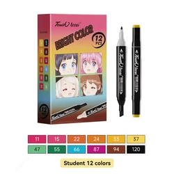 Vibrant Dual Tip Alcohol Markers Set - 12 Colors for Sketching and Drawing (Bright colors)