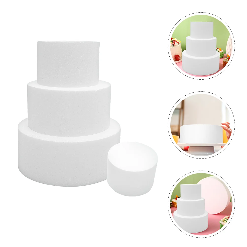 

4pcs Foam Cake Dummy Bakery Practice Cake Prop for Decorating Foam Fake Cake