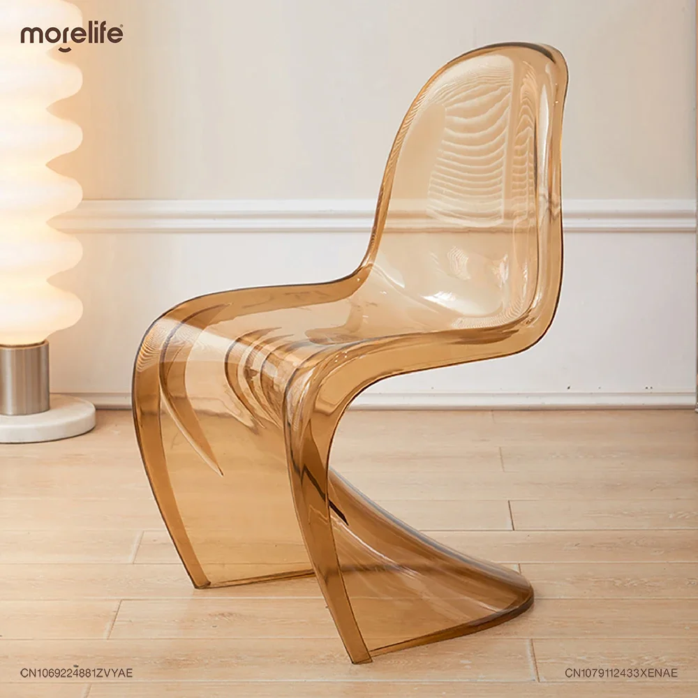 Nordic Dining Creative Acrylic Plastic Dining Chair S-shape Chairs Crystal Stool Room Transparent ArmChair Home Furniture dining chair