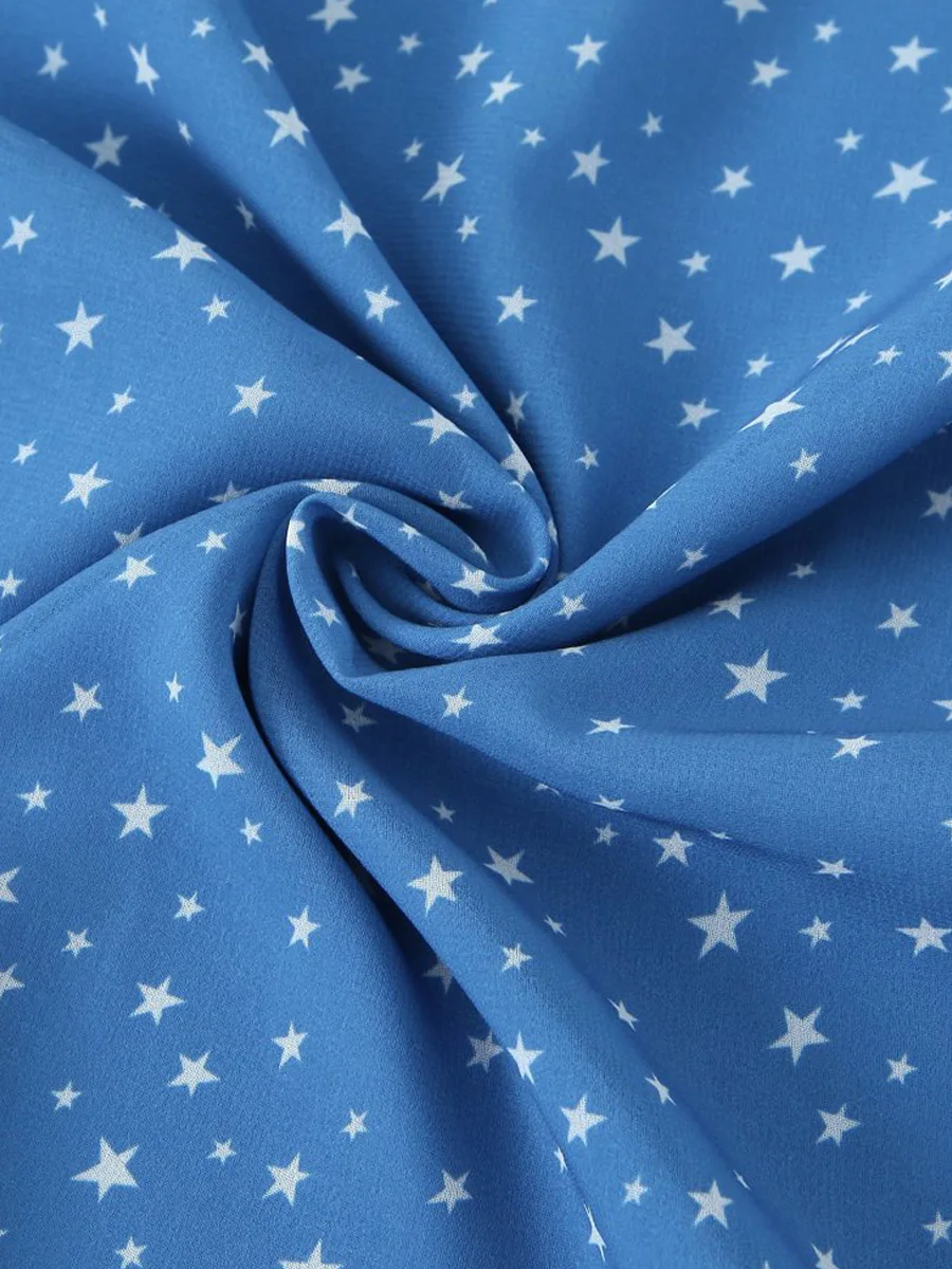 The Star River Shadow V-neck Ruffled Cinched Waist Dress Plus Size Women Premium Asymmetry Vacation Style Print Chiffon Dresses