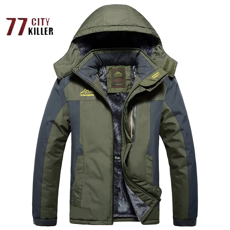 

Plus Size 9XL Winter Men's Plus Velvet Thickened Parka Outdoor Mountaineering Clothes Cold and Warm Large Size Fleece Chaquetas